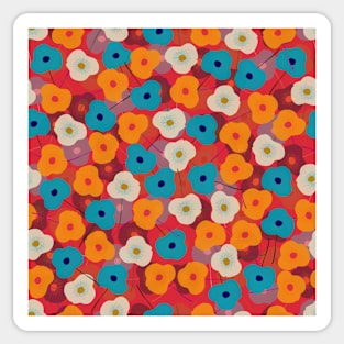 Red Poppy Floral Pattern Sticker